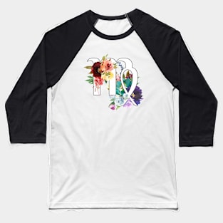 Virgo Horoscope Zodiac Rainbow Flowers Design Baseball T-Shirt